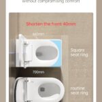 Square Smart Toilet with Built-in Tank for Modern Bathroom, Remote Control, Tankless Bidet Toilet with Foot Touching Lid Opening, Auto Flush, Heated Seat, LED Digital Display, User Memory, White