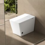 Square Smart Toilet with Built-in Tank for Modern Bathroom, Remote Control, Tankless Bidet Toilet with Foot Touching Lid Opening, Auto Flush, Heated Seat, LED Digital Display, User Memory, White - Image 7