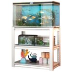 40-50 Gallon Fish Tank Stand - Metal Aquarium Stand, 31.5 "L x 18 "W x 34"H Adjustable Heavy Duty Reptile Tank Stand, Adjustable 3-Tier Fish Tank Rack Shelf for Home Office, Tank Not Included