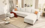 Modern Large Sectional Sofa, U-Shape Modular Sectional Couch with Storage Function,123" Sofa Bed with Ottoman,6 Seat Sectionals Chaise for Living Room,Chenille - Image 3