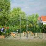 Large Chicken Coop Metal Chicken Run with Waterproof and Anti-UV Cover, Dome Shaped Walk-in Fence Cage Hen House for Outdoor and Yard Farm Use, 1" Tube Diameter, 9.84' x 19.68' x 6.56' - Image 7