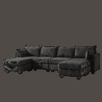 113.5'' Modular Sectiona Corduroy Sofa, Sectional Couches for Living Room U Shaped Sectional Couch with Storage Ottoman, 6 Seats Convertible Sectionals with Chaise - Image 5