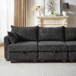 113.5'' Modular Sectiona Corduroy Sofa, Sectional Couches for Living Room U Shaped Sectional Couch with Storage Ottoman, 6 Seats Convertible Sectionals with Chaise - Image 6