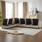 113.5'' Modular Sectiona Corduroy Sofa, Sectional Couches for Living Room U Shaped Sectional Couch with Storage Ottoman, 6 Seats Convertible Sectionals with Chaise - Image 5