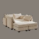 113.5'' Modular Sectiona Corduroy Sofa, Sectional Couches for Living Room U Shaped Sectional Couch with Storage Ottoman, 6 Seats Convertible Sectionals with Chaise - Image 7