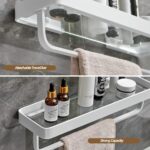 Bathroom Shelves Wall Mounted Glass Shelves for Bathroom Floating Shelf with Towel Holder Glass Shower Shelf 2 Tier Bathroom Wall Organizer - Image 6