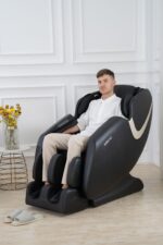 BOSSCARE Massage Chair Recliner with Zero Gravity, Full Body Airbag Massage Chair with Bluetooth Speaker, Foot Roller Brown - Image 4