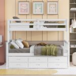 Twin-Over-Full Bunk Bed with Twin size Trundle , Separable Bunk Bed with Drawers for Bedroom - White - Image 2