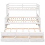 Twin-Over-Full Bunk Bed with Twin size Trundle , Separable Bunk Bed with Drawers for Bedroom - White - Image 6