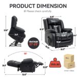 Dual Motor Infinite Position Up to 350 LBS Electric Medium size Genuine Leather Black Power Lift Recliner Chair with 8-Point Vibration Massage and Lumbar Heating - Image 2