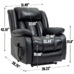 Dual Motor Infinite Position Up to 350 LBS Electric Medium size Genuine Leather Black Power Lift Recliner Chair with 8-Point Vibration Massage and Lumbar Heating - Image 3
