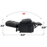 Dual Motor Infinite Position Up to 350 LBS Electric Medium size Genuine Leather Black Power Lift Recliner Chair with 8-Point Vibration Massage and Lumbar Heating - Image 4