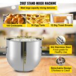 VEVOR Commercial Stand Mixer, 20Qt Stainless Steel Bowl, 1100W 2 in 1 Multifunctional Electric Food Mixer with Meat Grinder & 3 Speeds, Dough Hook Whisk Beater Included, Perfect for Bakery Pizzeria - Image 3