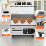 VEVOR Commercial Electric Griddle, 1700W Countertop Flat Top Grill, 122°F-572 °F Adjustable Temp, 14.17 x 11.81 x 0.39in Stainless Steel Griddle Grill with 2 Shovels and 2 Brushes - Image 6