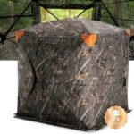 VEVOR Hunting Blind, 270° See Through Ground Blind, 2-3 Person Pop Up Deer Blind for Hunting with Carrying Bag, Portable Resilient Hunting Tent, One-Way See-Through Mesh for Turkey and Deer Hunting