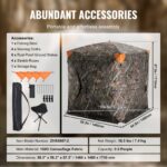 VEVOR Hunting Blind, 270° See Through Ground Blind, 2-3 Person Pop Up Deer Blind for Hunting with Carrying Bag, Portable Resilient Hunting Tent, One-Way See-Through Mesh for Turkey and Deer Hunting - Image 6