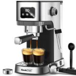 Geek Chef Espresso Machine, Cappuccino & Latte Machine with ESE POD Filter & Milk Frother Steam Wand, Accurate Temperature & Time Control, Compact Coffee Machine for Home,Stainless Steel - Image 2