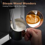 Geek Chef Espresso Machine, Cappuccino & Latte Machine with ESE POD Filter & Milk Frother Steam Wand, Accurate Temperature & Time Control, Compact Coffee Machine for Home,Stainless Steel - Image 3