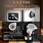 Geek Chef Espresso Machine, Cappuccino & Latte Machine with ESE POD Filter & Milk Frother Steam Wand, Accurate Temperature & Time Control, Compact Coffee Machine for Home,Stainless Steel - Image 6
