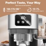 Geek Chef Espresso Machine, Cappuccino & Latte Machine with ESE POD Filter & Milk Frother Steam Wand, Accurate Temperature & Time Control, Compact Coffee Machine for Home,Stainless Steel - Image 7
