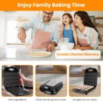 Mini Donut Maker Machine For Kids Snack Breakfast Desserts With 16 Doughnuts Holes Non Stick Coating Double-Side Heating Plates Overheating Protection - Image 6