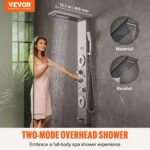 VEVOR Shower Panel System, 6 Shower Modes, LED & Display Shower Panel Tower, Rainfall, Waterfall, 4 Body Massage Jets, Tub Spout, Handheld Shower Head 59" Hose, Stainless Steel Wall-Mounted Shower Set - Image 2