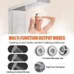 VEVOR Shower Panel System, 6 Shower Modes, LED & Display Shower Panel Tower, Rainfall, Waterfall, 4 Body Massage Jets, Tub Spout, Handheld Shower Head 59" Hose, Stainless Steel Wall-Mounted Shower Set - Image 3