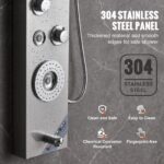 VEVOR Shower Panel System, 6 Shower Modes, LED & Display Shower Panel Tower, Rainfall, Waterfall, 4 Body Massage Jets, Tub Spout, Handheld Shower Head 59" Hose, Stainless Steel Wall-Mounted Shower Set - Image 6