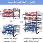 4 Tiers Can Organizer Rack, 48 Cans Soda Can Dispenser Organizer for Refrigerator, Set of 2 Stackable Beverage Dispenser Rack - Image 7