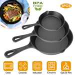 3Pcs Pre-Seasoned Cast Iron Skillet Set 6/8/10in Non-Stick Oven Safe Cookware Heat-Resistant Frying Pan - Image 2