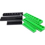 Magnetic Socket Organizer Set, 6-Piece Socket Holder Set Includes 1/4", 3/8", 1/2" Drive Metric SAE Socket Trays, Holds 141 Pieces Standard Size and Deep Size Sockets(Socket not Included),green and bl - Image 2