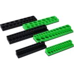 Magnetic Socket Organizer Set, 6-Piece Socket Holder Set Includes 1/4", 3/8", 1/2" Drive Metric SAE Socket Trays, Holds 141 Pieces Standard Size and Deep Size Sockets(Socket not Included),green and bl