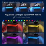 Nightstand LED Bedside Table Cabinet Lights Modern End Side with 2 Drawers for Bedroom (Black) - Image 4