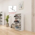 Narrow Shoe Storage Cabinet with Mirror, Wood Slim Shoe Rack 3 Tier Shoe Organizer for Home and Apartment, White - Image 7