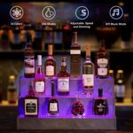 LED Lighted Liquor Bottle Display Shelf, 24 Inch Bar Display Shelf, DIY Illuminated Bottle Shelf with App & Remote Control, 3 Step Freestanding Holding Bottles for Home Bar, Party, Grey - Image 6