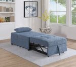 Contemporary Blue Gray Sleeper Sofa Chair Pillow Plush Tufted Seat 1pc Convertible Sofa Chair Sherpa Fabric Couch - Image 3