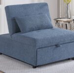Contemporary Blue Gray Sleeper Sofa Chair Pillow Plush Tufted Seat 1pc Convertible Sofa Chair Sherpa Fabric Couch - Image 4