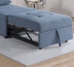 Contemporary Blue Gray Sleeper Sofa Chair Pillow Plush Tufted Seat 1pc Convertible Sofa Chair Sherpa Fabric Couch - Image 6
