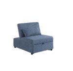Contemporary Blue Gray Sleeper Sofa Chair Pillow Plush Tufted Seat 1pc Convertible Sofa Chair Sherpa Fabric Couch - Image 7