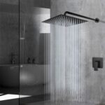 16 Inch Oversize Stainless Steel Rain Shower Head - Matte Black High Pressure Shower Head, Square Rainfall Showerhead - Waterfall Full Body Coverage - Universal Ceiling or Wall Mount - Image 4