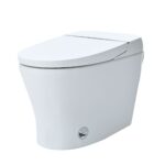 Heated Seat Smart Toilet without Bidet, Upmarket Compact Dual Flush Toilet 1/1.28 GPF, Tank less toilet with Adjustable Temp Heated Seat, Foot sensor Flush, White Night Light, Knob Control,Auto Flush
