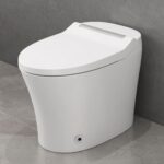 Smart toilet with Built-in Heated Seat, One Piece Elongated Modern Toilet with Adjustable Temp Heated Seat, Auto Flush, Dual Flush Toilet 1/1.28 GPF, Foot sensor Flush, White Night Light,Knob Control