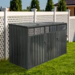 Garbage Bin Shed Stores 3 Trash Cans Metal Outdoor Bin Shed for Garbage Storage,black - Image 3