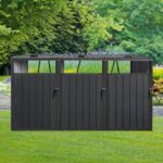 Garbage Bin Shed Stores 3 Trash Cans Metal Outdoor Bin Shed for Garbage Storage,black - Image 5