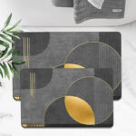 2 Pieces Modern Black&Gold Bath Tub Mat Set Non-Slip Rubber Backing 20" x 32"&16" x 24" - Image 2