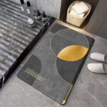 2 Pieces Modern Black&Gold Bath Tub Mat Set Non-Slip Rubber Backing 20" x 32"&16" x 24" - Image 4