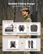 Portable Hunting Blind See Through Ground Deer Blinds 4-5 Person Carrying Bag - Image 6