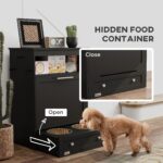 Pet Feeder Station Storage Cabinet, Dog Food Storage Container with Dog Raised Bowls, Watering Supplies, Black - Image 6