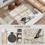 Area Rug 4x6, Machine Washable Rug, Non-Slip Classical Floral Print Floor Carpet for Living Room, Bedroom, Mixed-Brown - Image 5