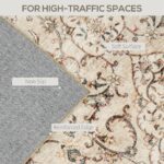 Area Rug 4x6, Machine Washable Rug, Non-Slip Classical Floral Print Floor Carpet for Living Room, Bedroom, Mixed-Brown - Image 4